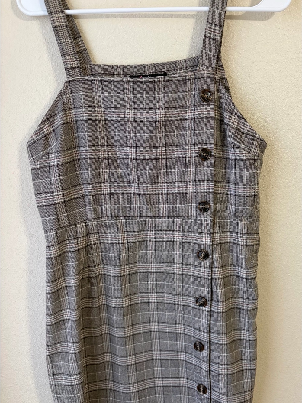 Gray Plaid Button-Front Women's Dress